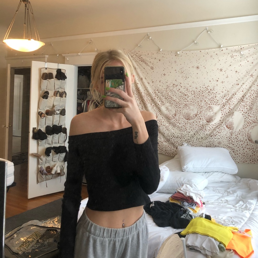 Off the shoulder black top